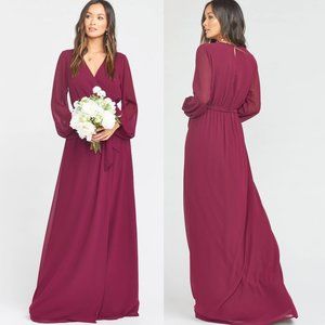 Show Me Your Mumu Burgundy V-Neck Belted Lady Long Sleeve Wrap Dress Size XL